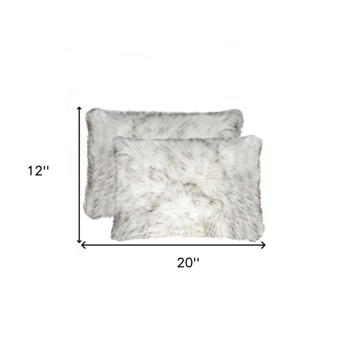 12" X 20" X 5" Gradient Gray Faux  Pillow 2 Pack