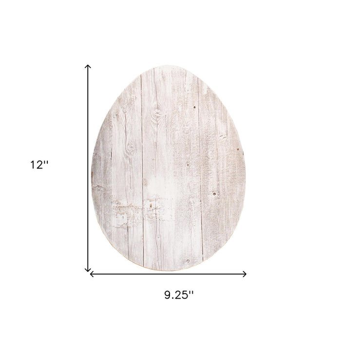 12" X 9" White Easter Solid Wood Hanging Dimensional Sculpture