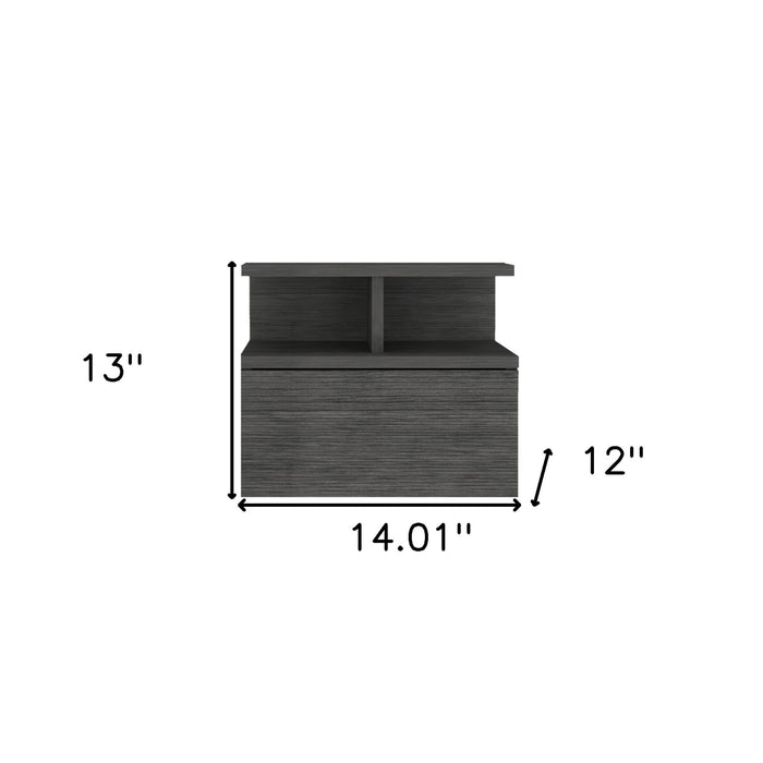 13" Dark Gray Wood One Drawer Floating Nightstand