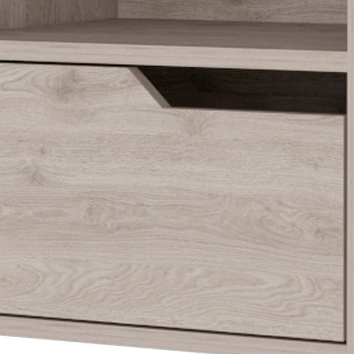 13" Gray Wood One Drawer Floating Nightstand