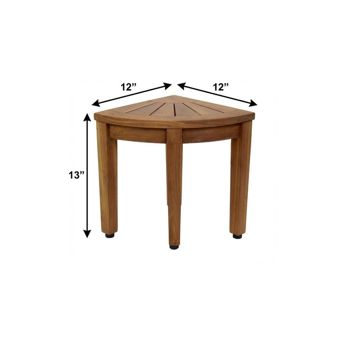13" X 12" Brown Teak Corner Shower Bench