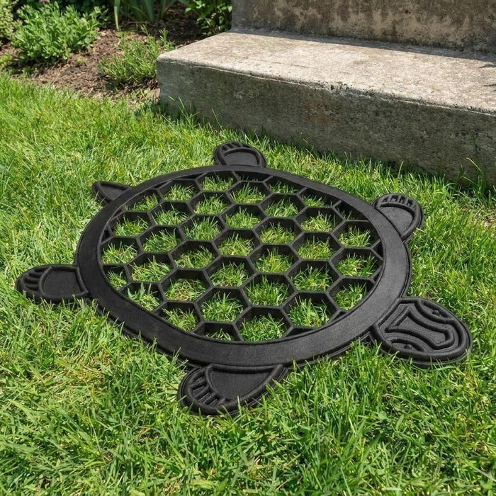 13" X 17" Black Rubber Geometric Turtle Outdoor Door Mat