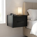 14" Black Wood One Drawer Floating Nightstand