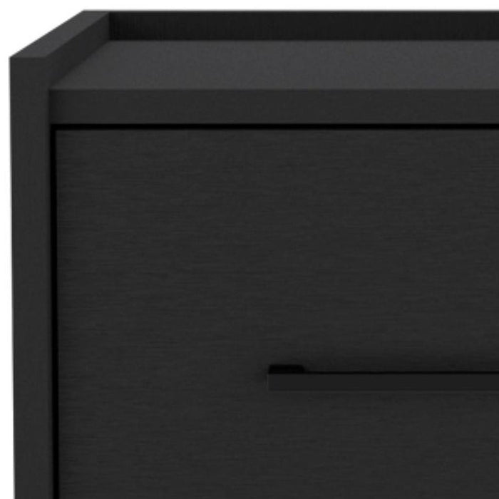 14" Black Wood One Drawer Floating Nightstand