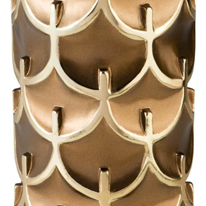 14" Polyresin Gold Geometric Cylinder Table Vase