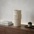 14" Sand Ceramic Cylinder Table Vase