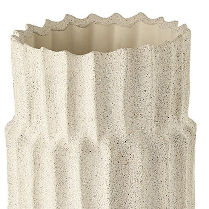 14" Sand Ceramic Cylinder Table Vase