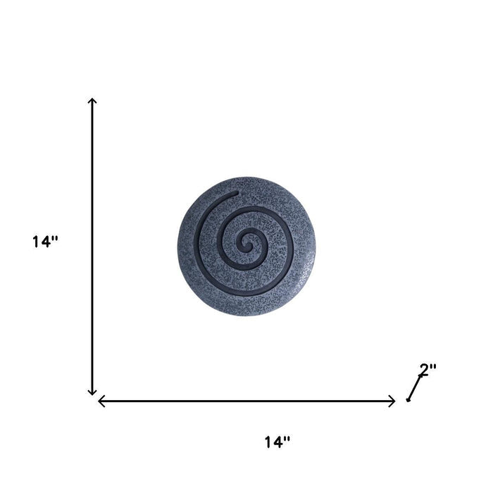 14" X 14" X 2" Gray Round Modern Spiral Wall Art