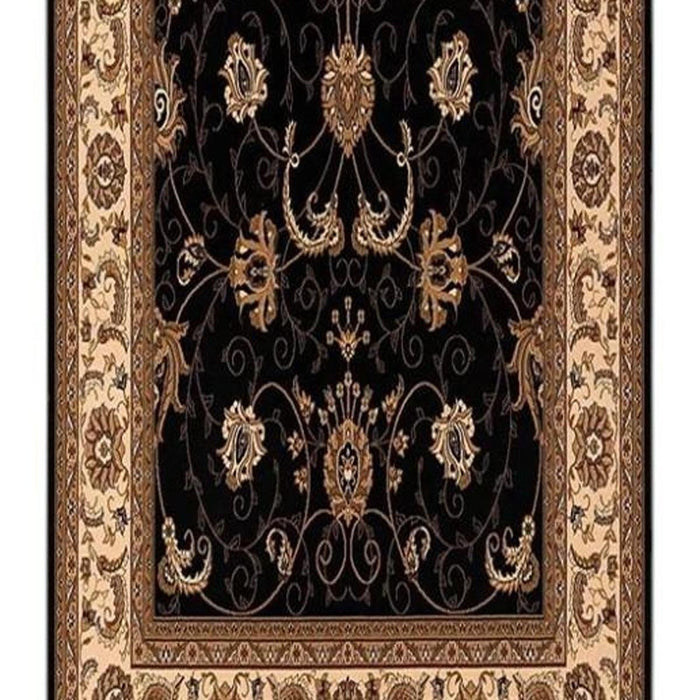15' Black And Ivory Oriental Runner Rug
