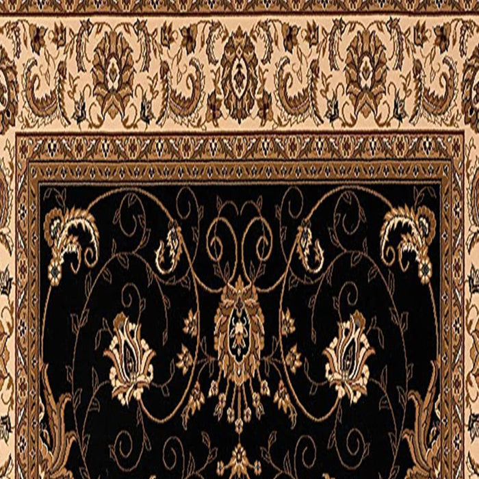 15' Black And Ivory Oriental Runner Rug