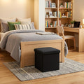 15" Black Boucle Cube Ottoman With Storage