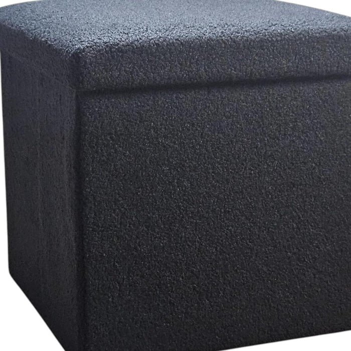 15" Black Boucle Cube Ottoman With Storage