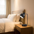 15" Black Metal Desk USB Table Lamp With Black Shade
