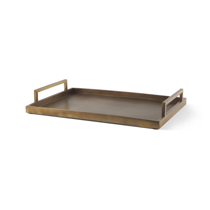 15" Gold Aluminum Hand Finished Vanity Tray With Handles