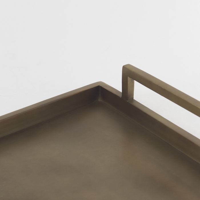 15" Gold Aluminum Hand Finished Vanity Tray With Handles