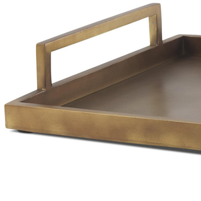 15" Gold Aluminum Hand Finished Vanity Tray With Handles