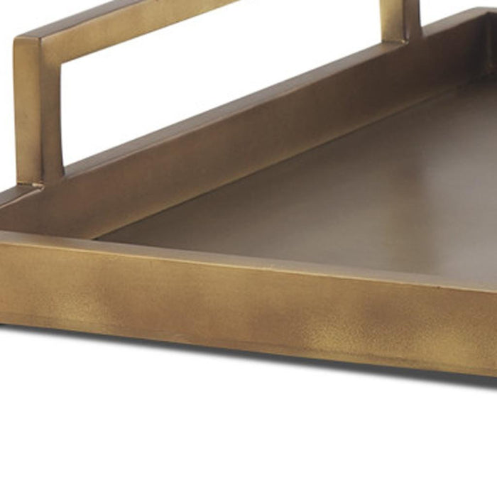 15" Gold Aluminum Hand Finished Vanity Tray With Handles