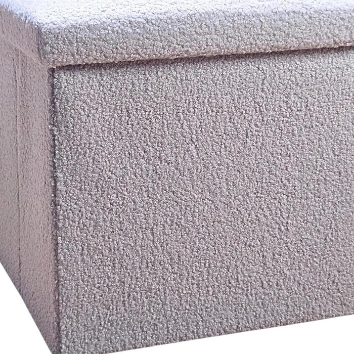 15" Gray Boucle Cube Ottoman With Storage