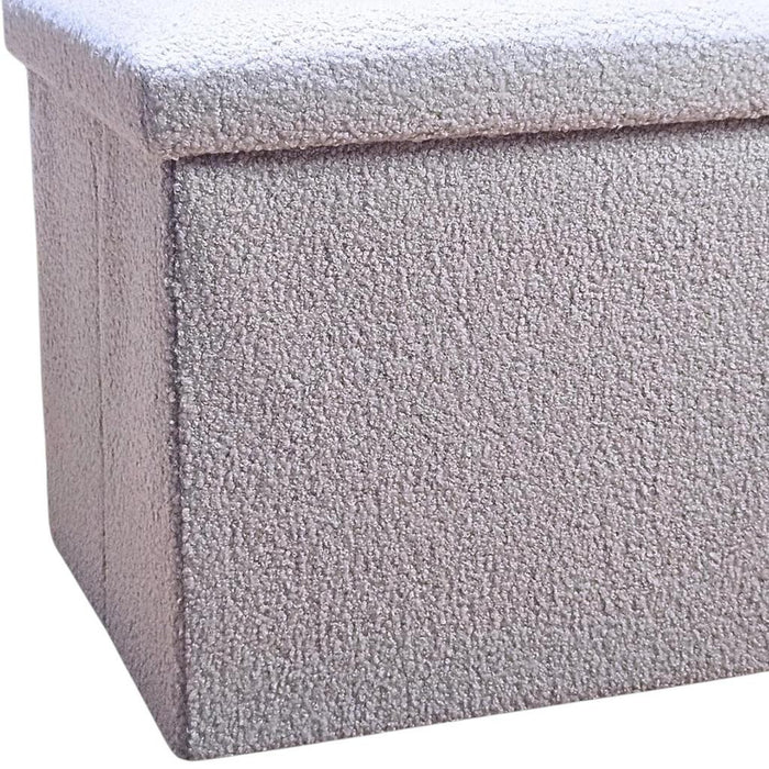 15" Gray Boucle Cube Ottoman With Storage