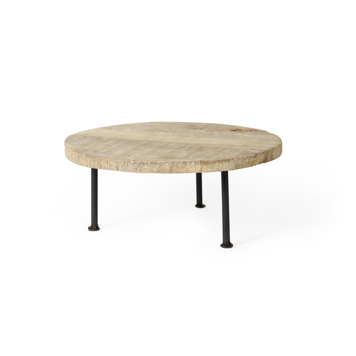 15" Light Brown And Black Round Solid Wood Handmade Riser Tray