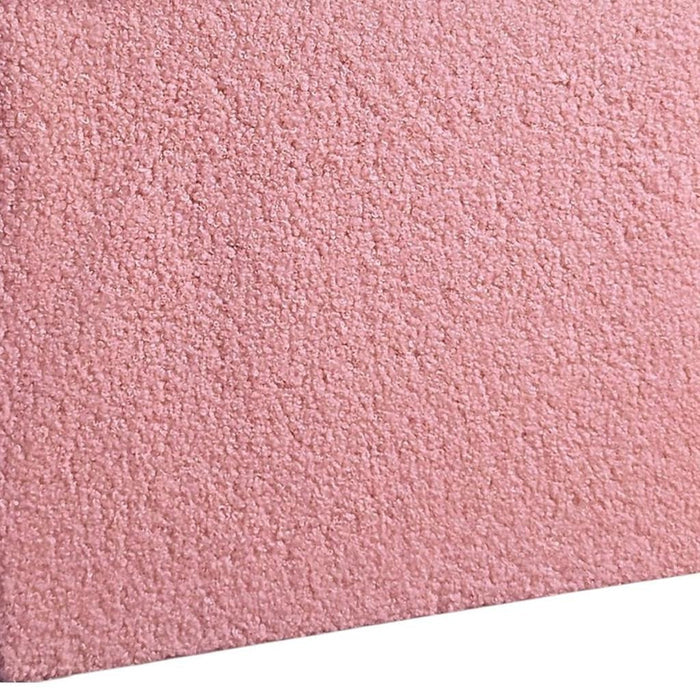 15" Pink Boucle Cube Ottoman With Storage