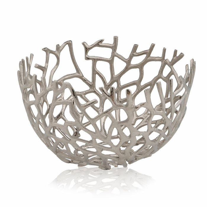 15" Silver Aluminum Twigs Centerpiece Bowl