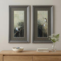 15" X 27" Gunmetal Gray Frame Sparrows Dusk (Set Of 2)