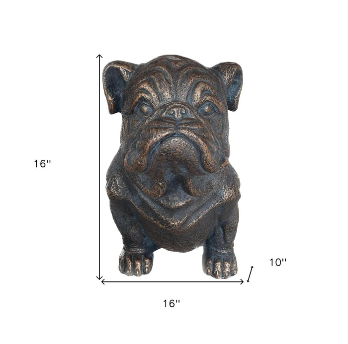16" Antiqued Bronze Bulldog Outdoor Statue