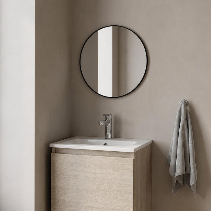 16" Black Aluminum Round Framed Bathroom Vanity Mirror