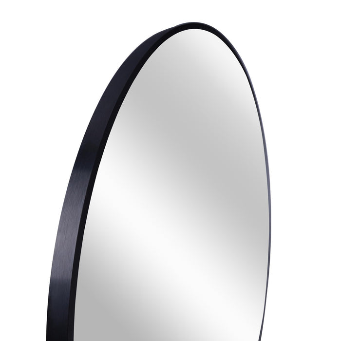 16" Black Aluminum Round Framed Bathroom Vanity Mirror