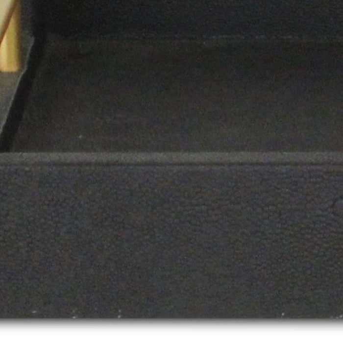 16" Black Wood and Vinyl Faux Shagreen Serving Tray With Gold Handles