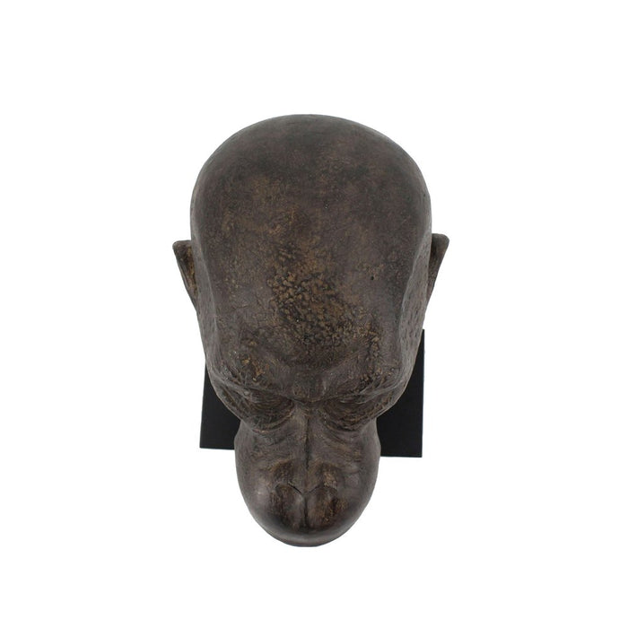16" Brown Resin Gorilla Face Tabletop Sculpture