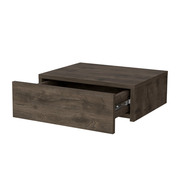 16" Brown Wood One Drawer Floating Nightstand