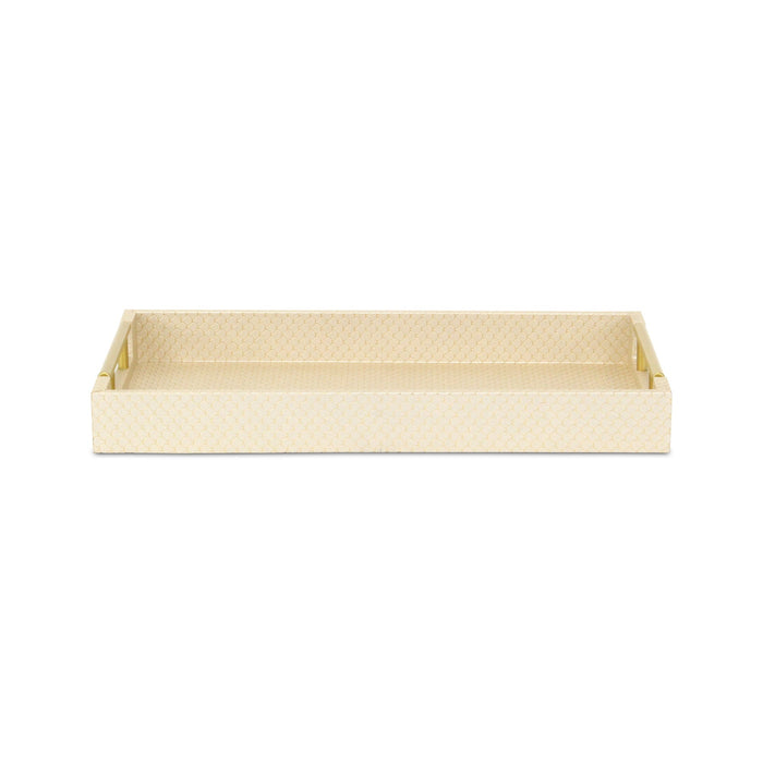 16" Champagne And Gold Geometric Print Handmade Serving Tray With Handles