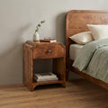 16" Chestnut Solid Wood One Drawer Scallop Edge Nightstand