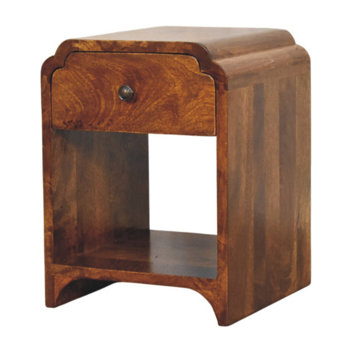 16" Chestnut Solid Wood One Drawer Scallop Edge Nightstand