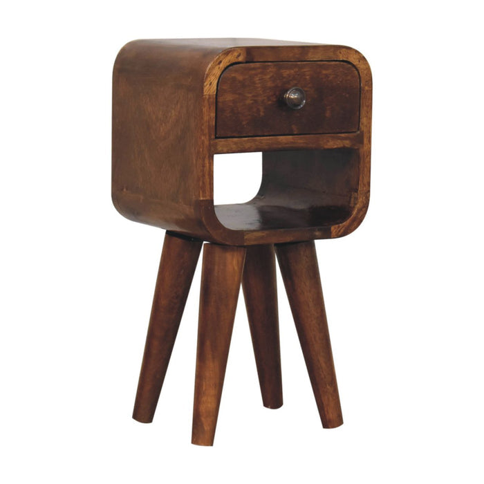16" Chestnut Solid Wood Square One Drawer Nightstand