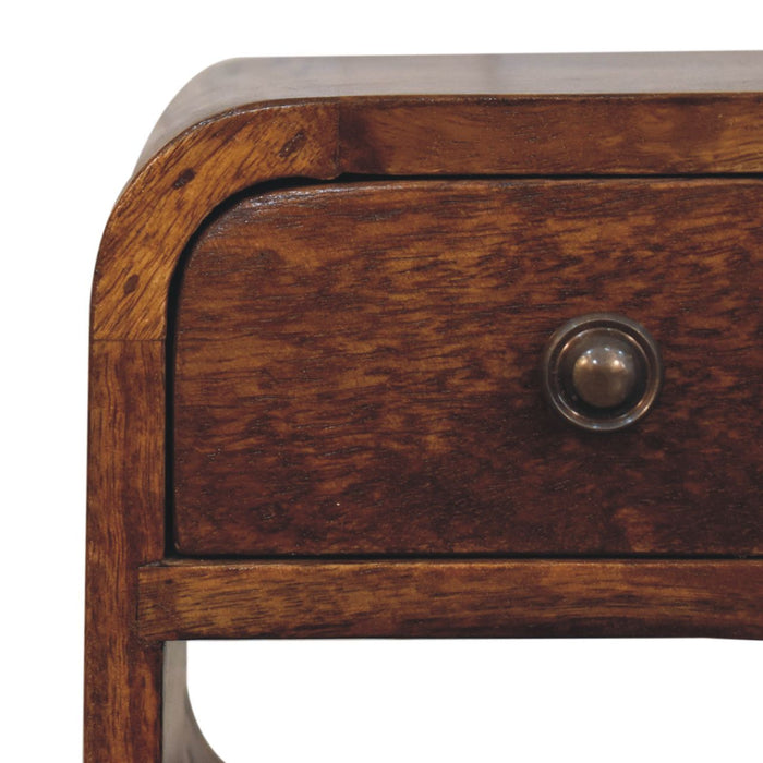 16" Chestnut Solid Wood Square One Drawer Nightstand
