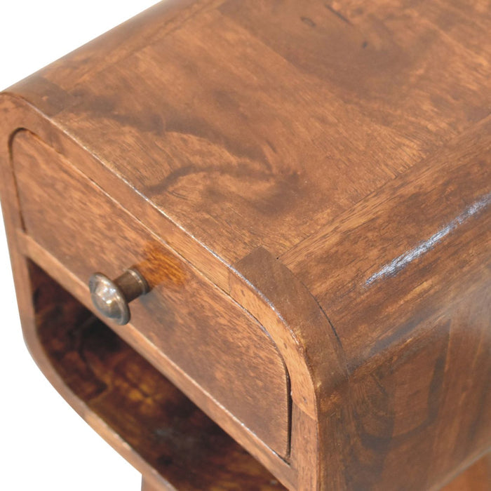 16" Chestnut Solid Wood Square One Drawer Nightstand