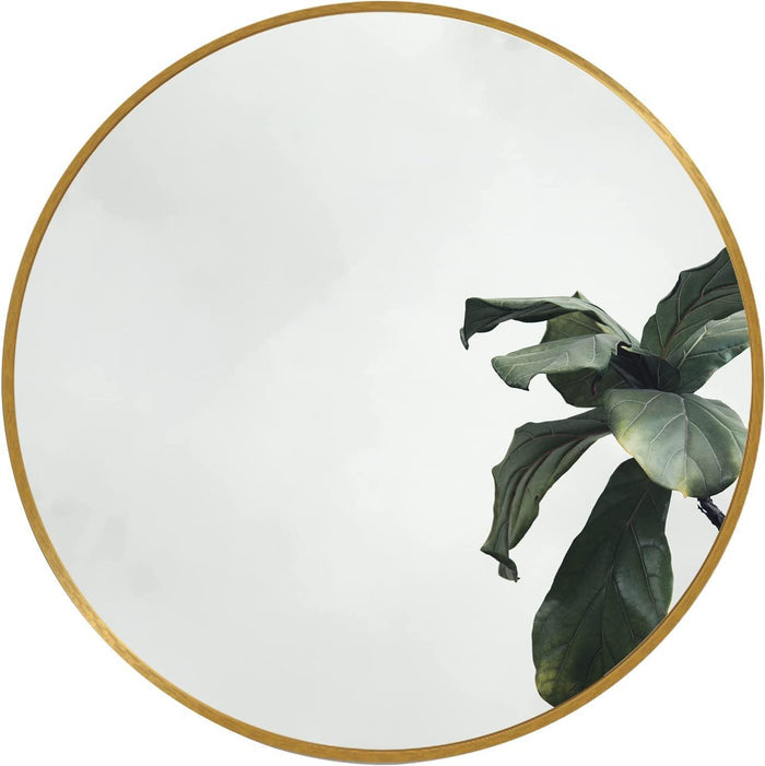 16" Gold Aluminum Round Framed Bathroom Vanity Mirror
