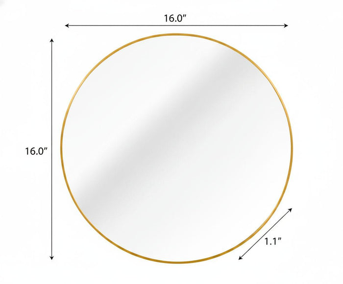 16" Gold Aluminum Round Framed Bathroom Vanity Mirror