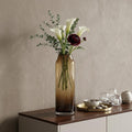 16" Golden Brown Abstract Cylinder Crystal Glass Table Vase