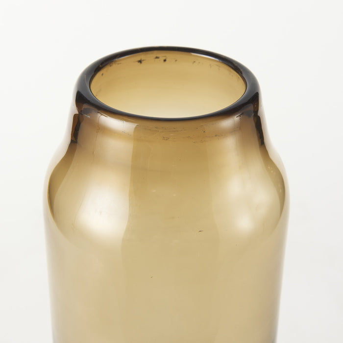 16" Golden Brown Abstract Cylinder Crystal Glass Table Vase