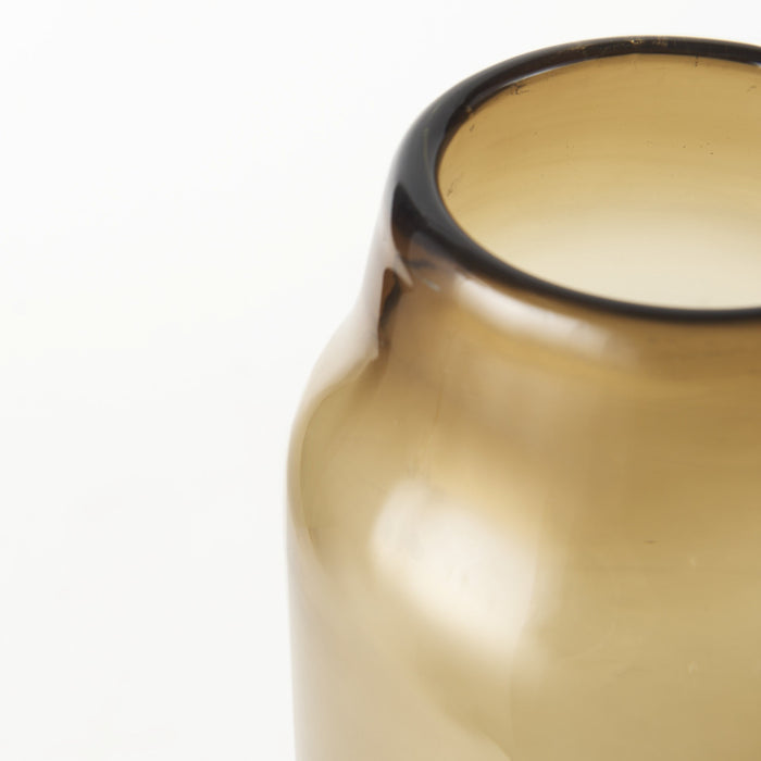 16" Golden Brown Abstract Cylinder Crystal Glass Table Vase
