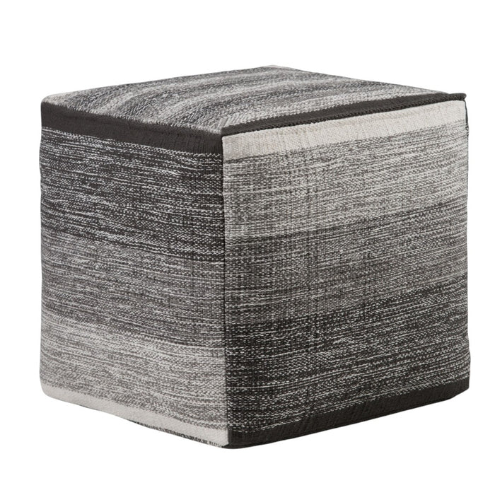 16" Gray Cotton Tone on Tone Cube Pouf Ottoman