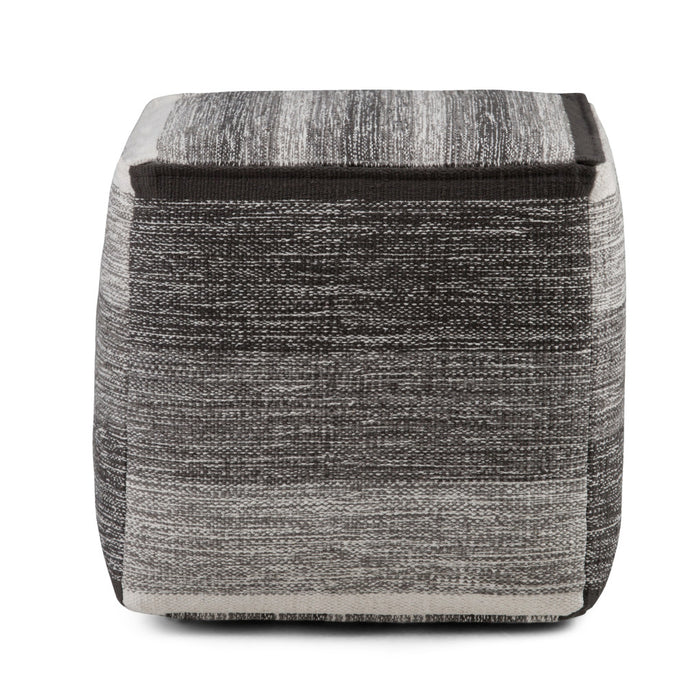 16" Gray Cotton Tone on Tone Cube Pouf Ottoman