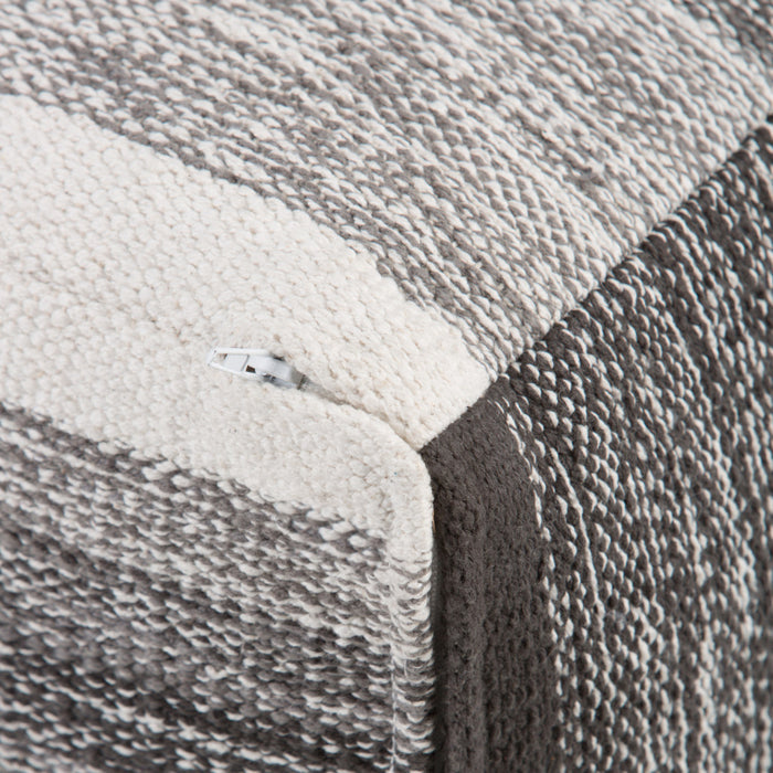 16" Gray Cotton Tone on Tone Cube Pouf Ottoman