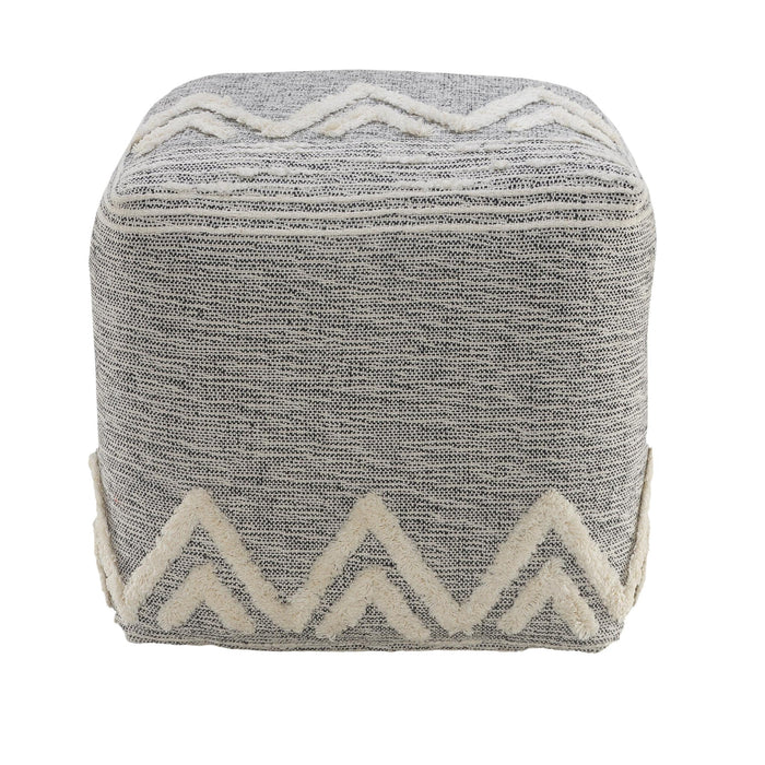 16" Gray Upholstery Pouf Ottoman