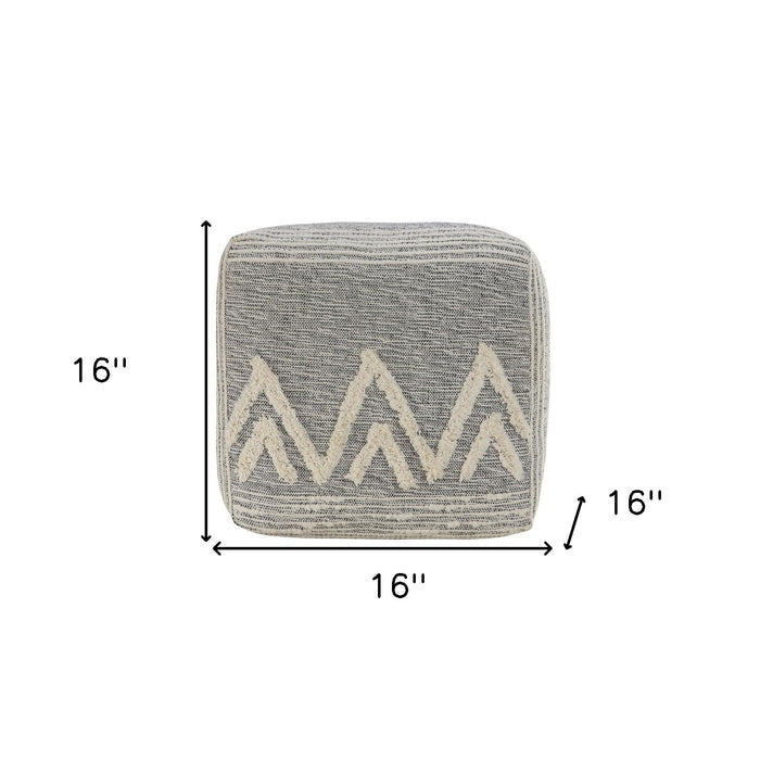 16" Gray Upholstery Pouf Ottoman