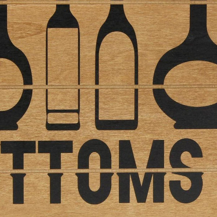 16" Natural And Black Wood Bottoms Up Wine Serving Tray With Handles And LED Lights